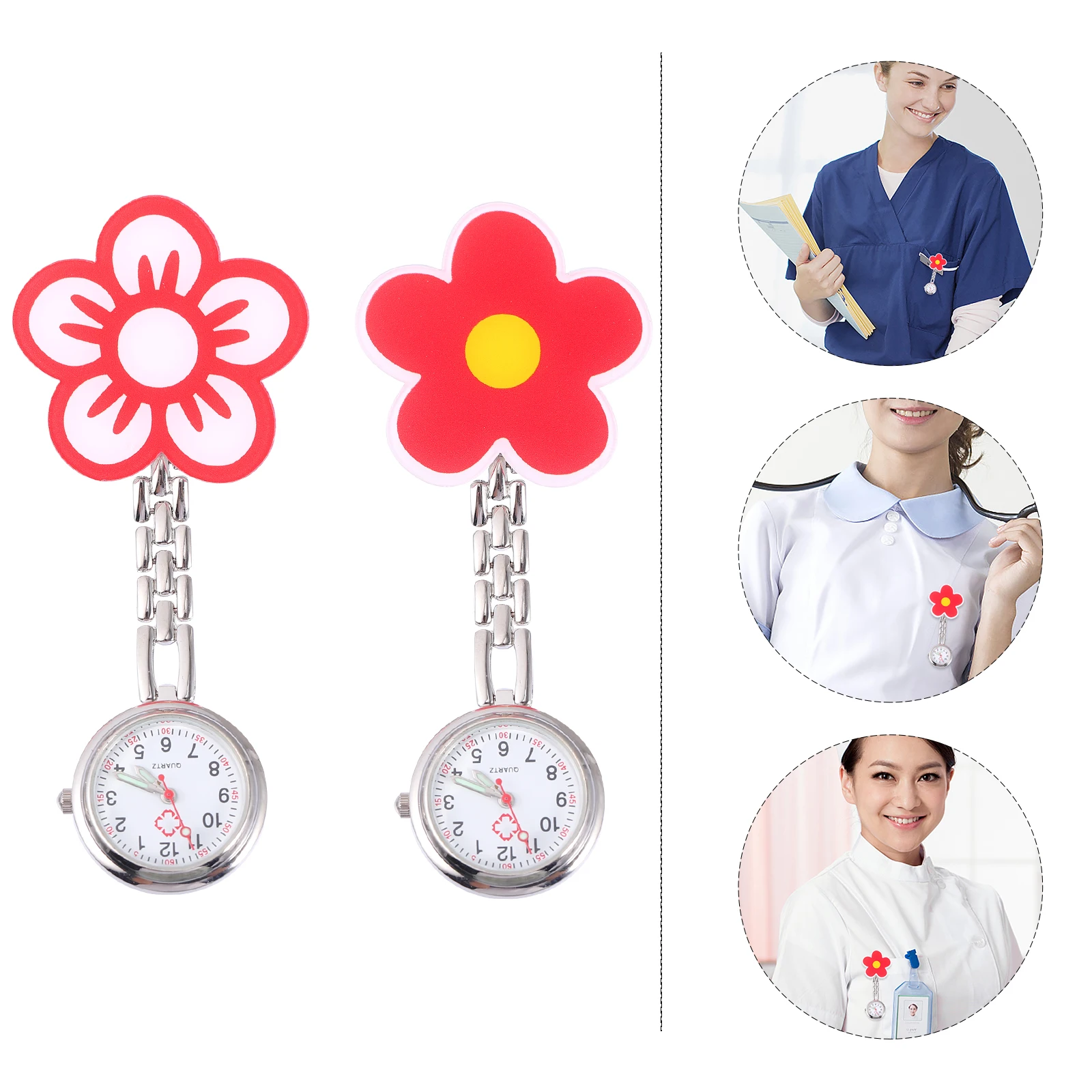 

2 pcs Pocket Watches Luminous Accurate Clip On Watch For Women Doctor Lapel Hanging Pocket Watch
