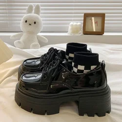 Chunky Black Platform Casual Women's Ankle Boots 2024 New Designer Autumn Winter British Style Platform Boots Shoes for Women