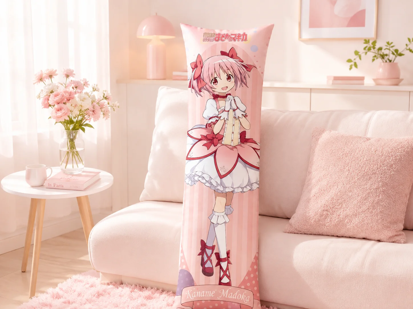 Kaname Madoka Dakimakura Pillow Cover Pink Stripe Anime Girl Body Pillow Case Long Hugging Pillowcase for Bedroom Otaku Room