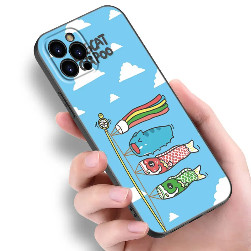 BugCat Capoo Animal Phone Case For Apple iPhone 12 13 Mini 11 14 15 Pro XS Max 7 8 Plus X XR SE 2020 2022 Black Silicone Case