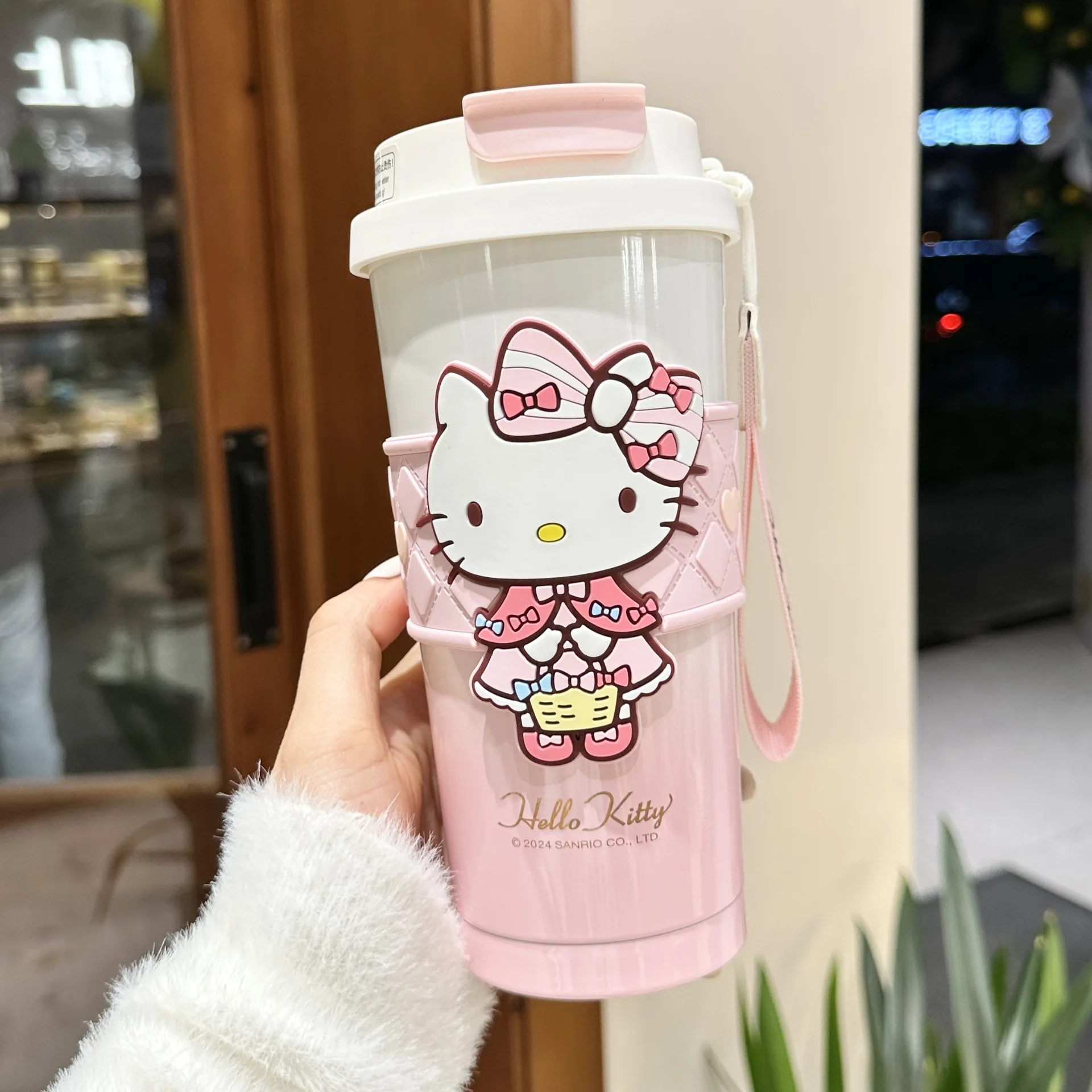 Chica 520Ml Sanrio Hello Kittys 316 Material taza térmica Kawaii Kuromi Cinnamoroll botella de agua de café vaso doble para beber