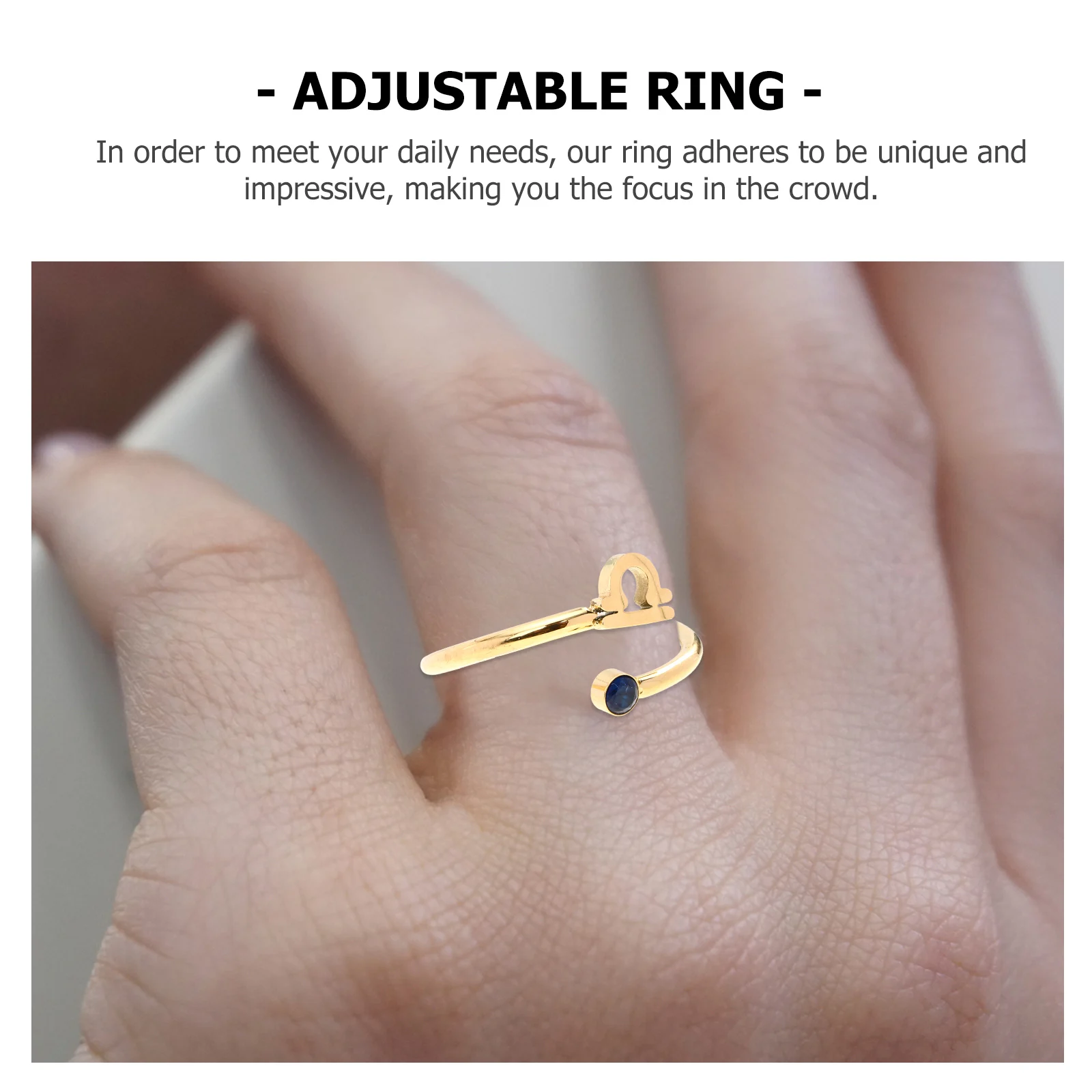 

Libra Ring Birthstone Rings Zodiac Gifts for Women Zircon Chinese Open Finger Jewelry