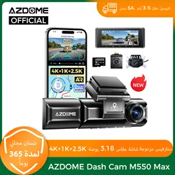 AZDOME M550 Max Dash Cam 4K+1K+2.5K Built-in GPS WiFi 150FOV Car Camera 24H Parking Monitor Night Vision Dash Cam For Cars