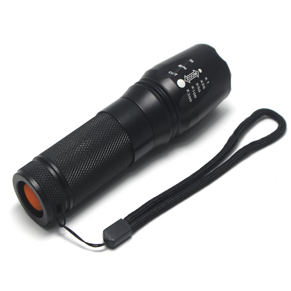 878 Tactical Flashlight Red/Green/White Light Zoomable LED Hunt Flashlight T6 Light Camping Torch Hiking+26650 Battery+Charger