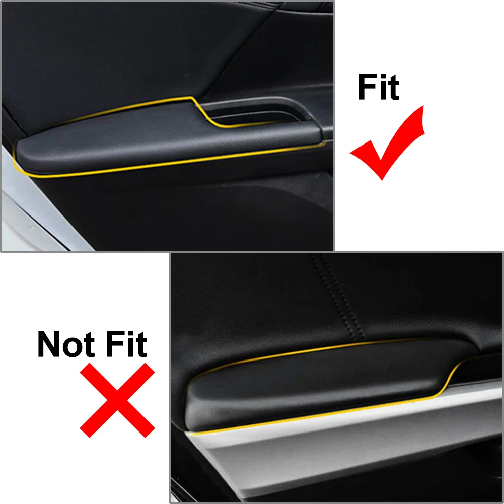 1Pair Car Door Armrest Panel Lid Cover Black ABS + Leather For Honda Accord Coupe 2008 2009 2010 2011 2012