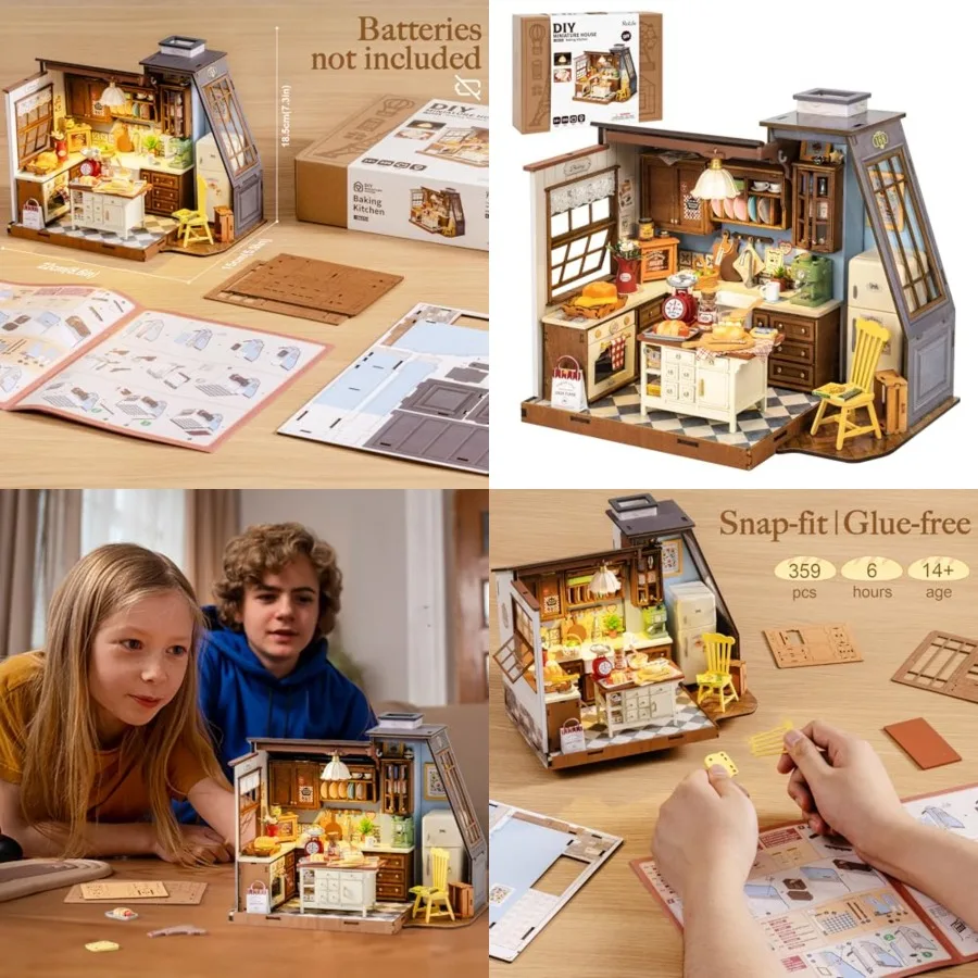 Kit de Casa en Miniatura para Adultos, Kit de Casa de Muñecas de Madera con Luz LED, Diorama de Casa Pequeña, Kits de Construcción, Manualidades de Cumpleaños