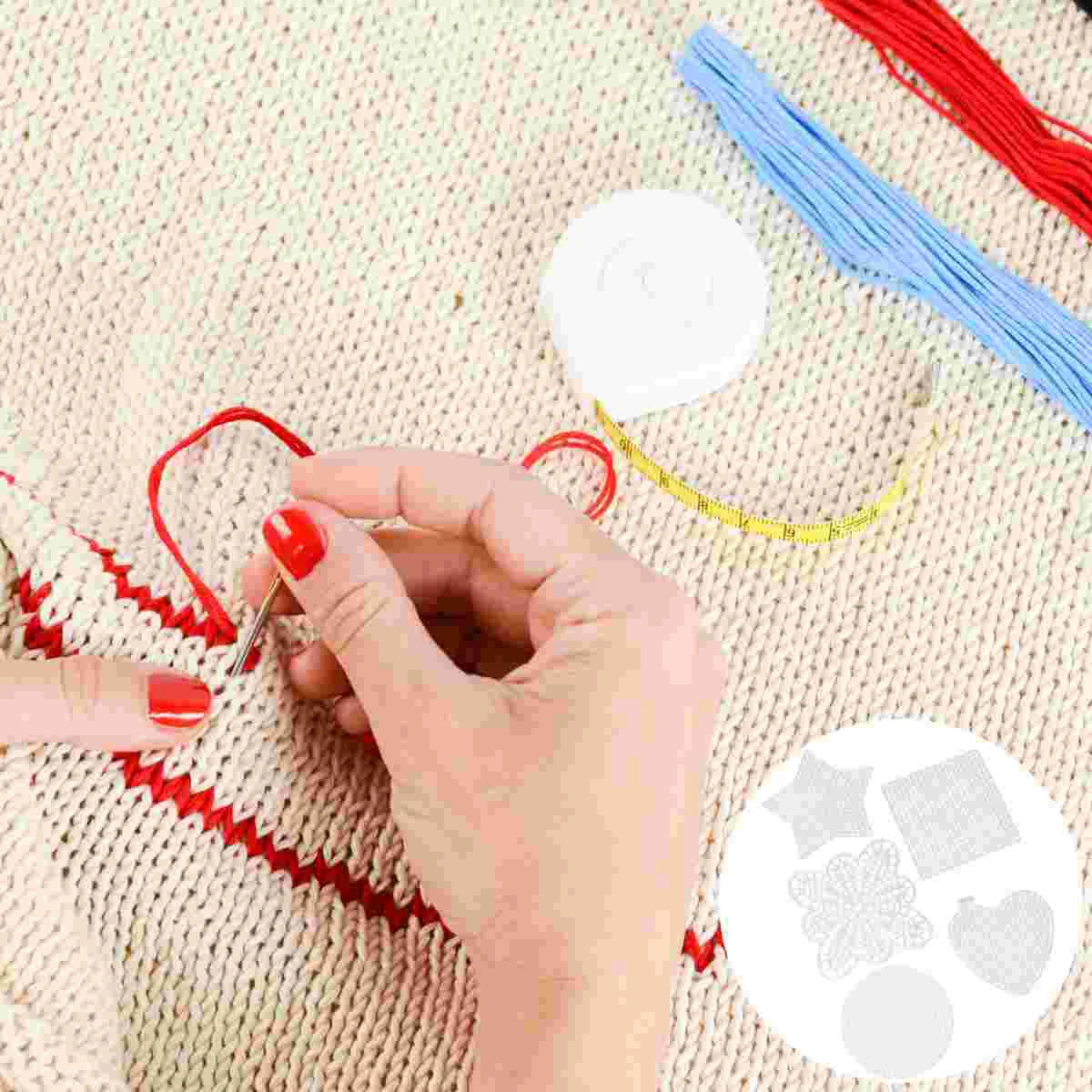 50 Pcs Material Sheet Canvas Circle Craft Mesh Cross Stitch Fabric Cross-Stitch