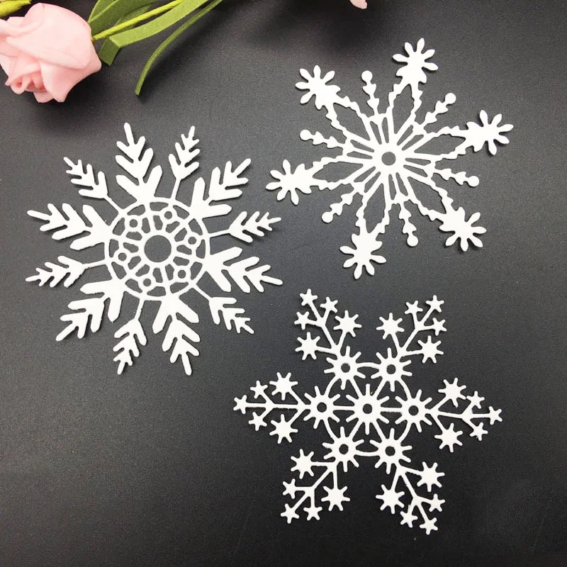 3Pcs Big Snowflake Set Metal Cutting Dies Stencil Scrapbooking Embossing Christmas Craft Stamps