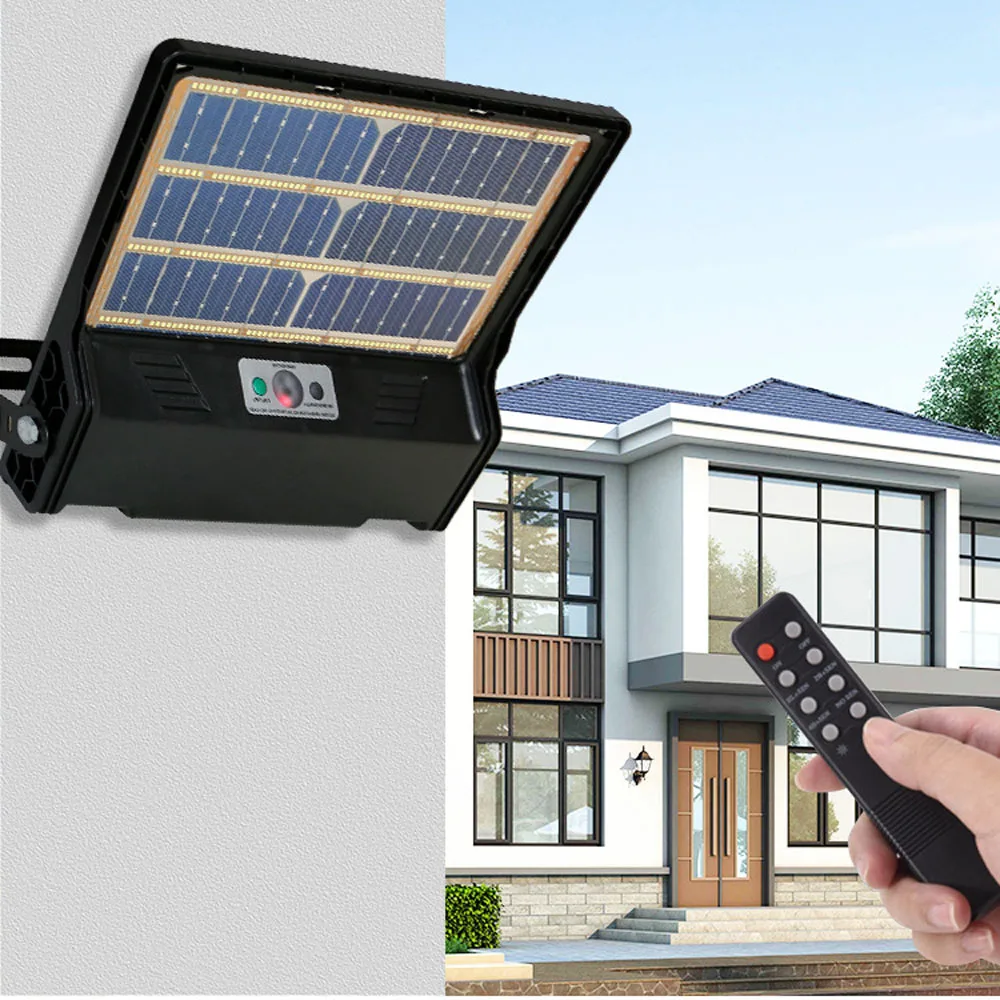 Double-sided Solar Outdoor Street Lights High Bright LED Floodlights Remote Control Dimmable Motion Sensor Garden Lamp