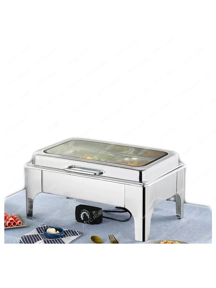 Square Visual Flip Hydraulic Stainless Steel Insulated Breakfast Stove Buffet Stove