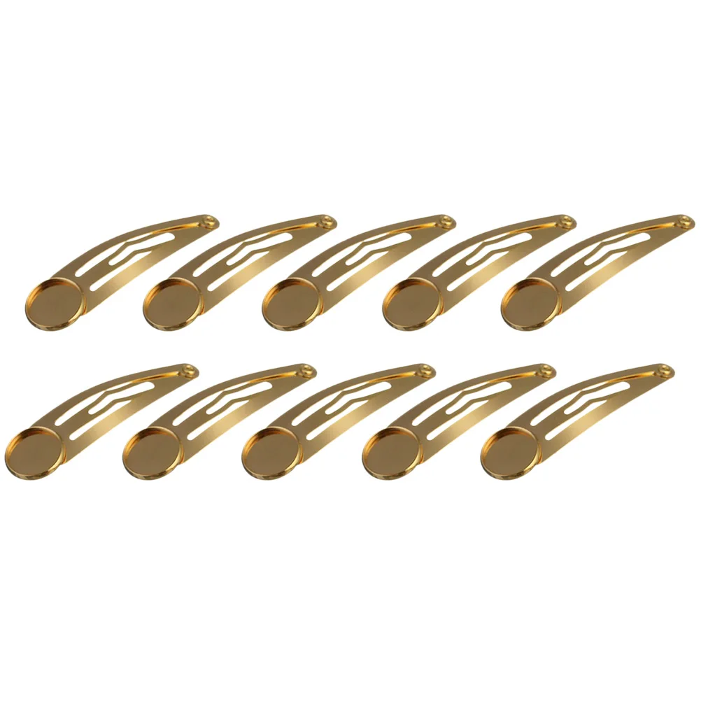 

10 Pcs Hair Clip Fine Silver Barrette Small Snap Durable Creative Round Tray Shape Wedding Party Daily Life Easy To