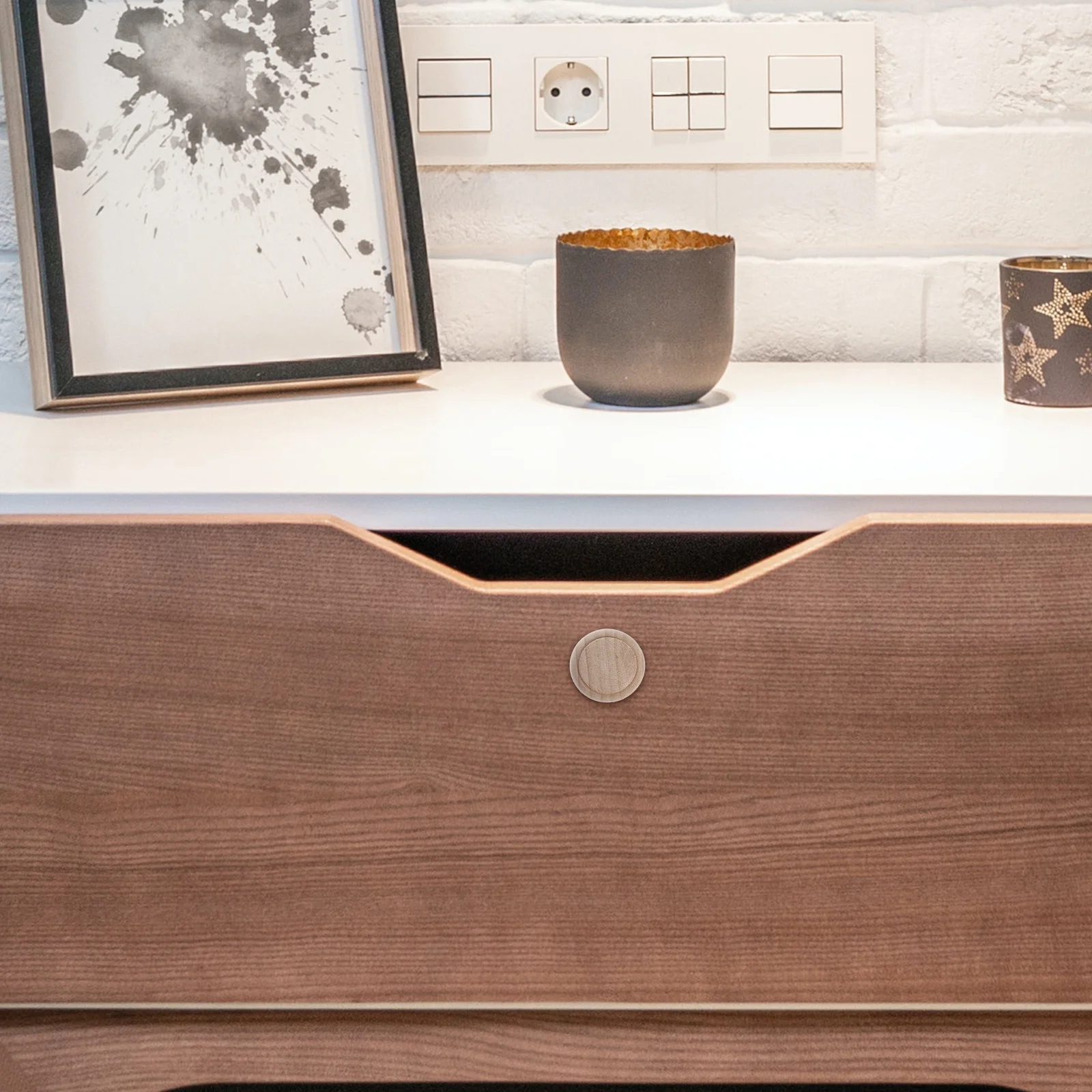 

10Pcs Solid Wood Round Drawer Pulls Wooden Handles for Cabinets Wardrobes Dressers Natural Finish Furniture Accessories