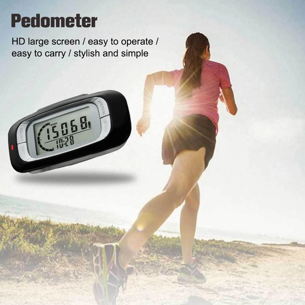 Walking 3D Pedometer with Clip Accurate Step Counter for Fitness Walking Distance Miles Km Calorie Counter