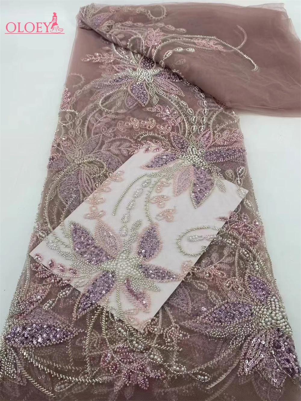 2024 High Quality lace Fabric Beaded Embroidery African Nigerian With Sequins Fabric For Party dresses