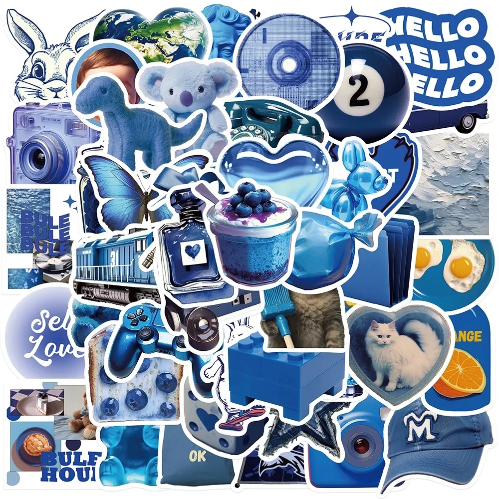 

50PCS/Pack Cute Blue INS Style Graffiti Stickers DIY Car Bike Travel Luggage Phone Laptop Cartoon Kid Gift Fun Sticker Decal