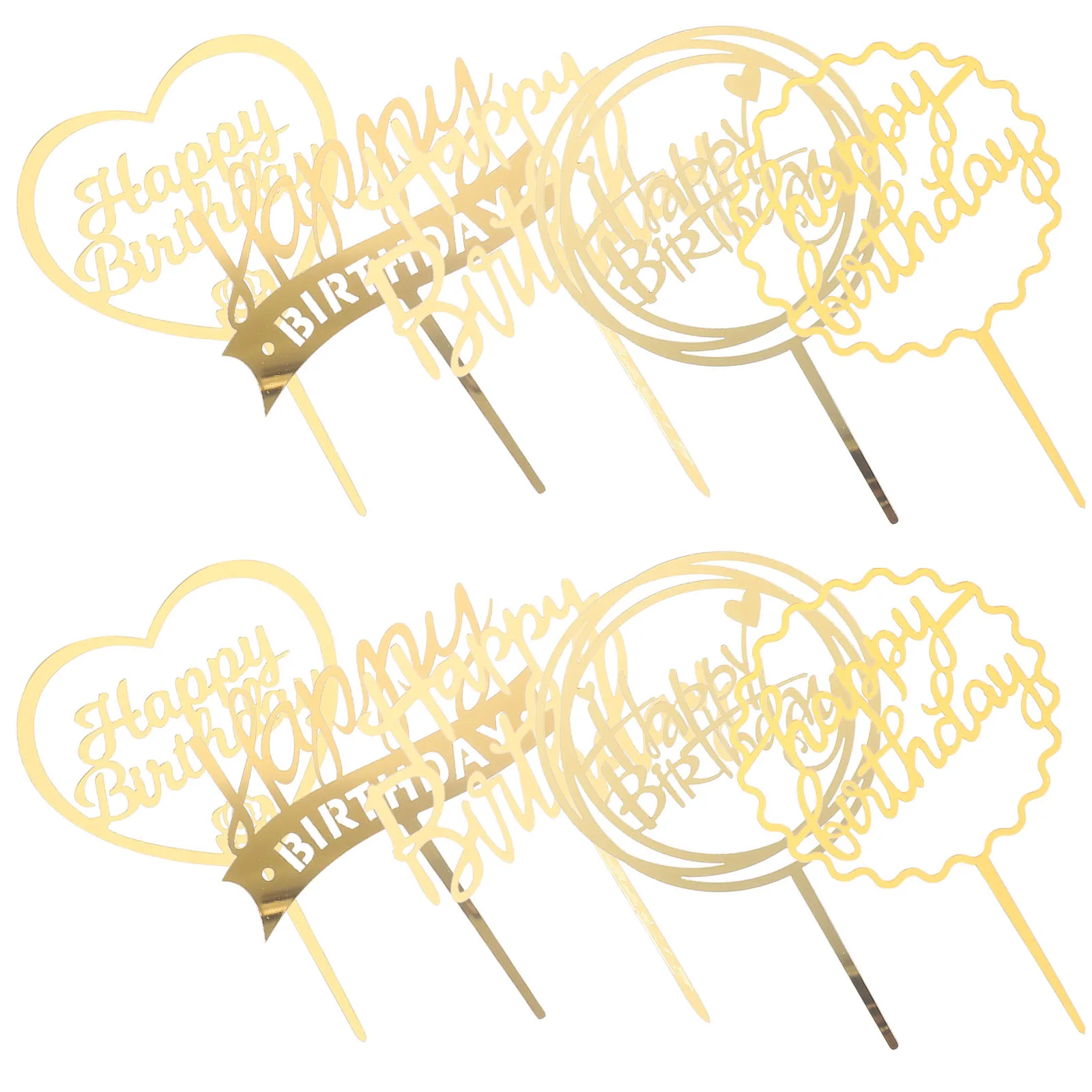 

10pcs Cake Decoration Baking Decorative Inserts Edible Happy Birthday Topper Party nament Cupcake Rose Metal Topper Lightweight
