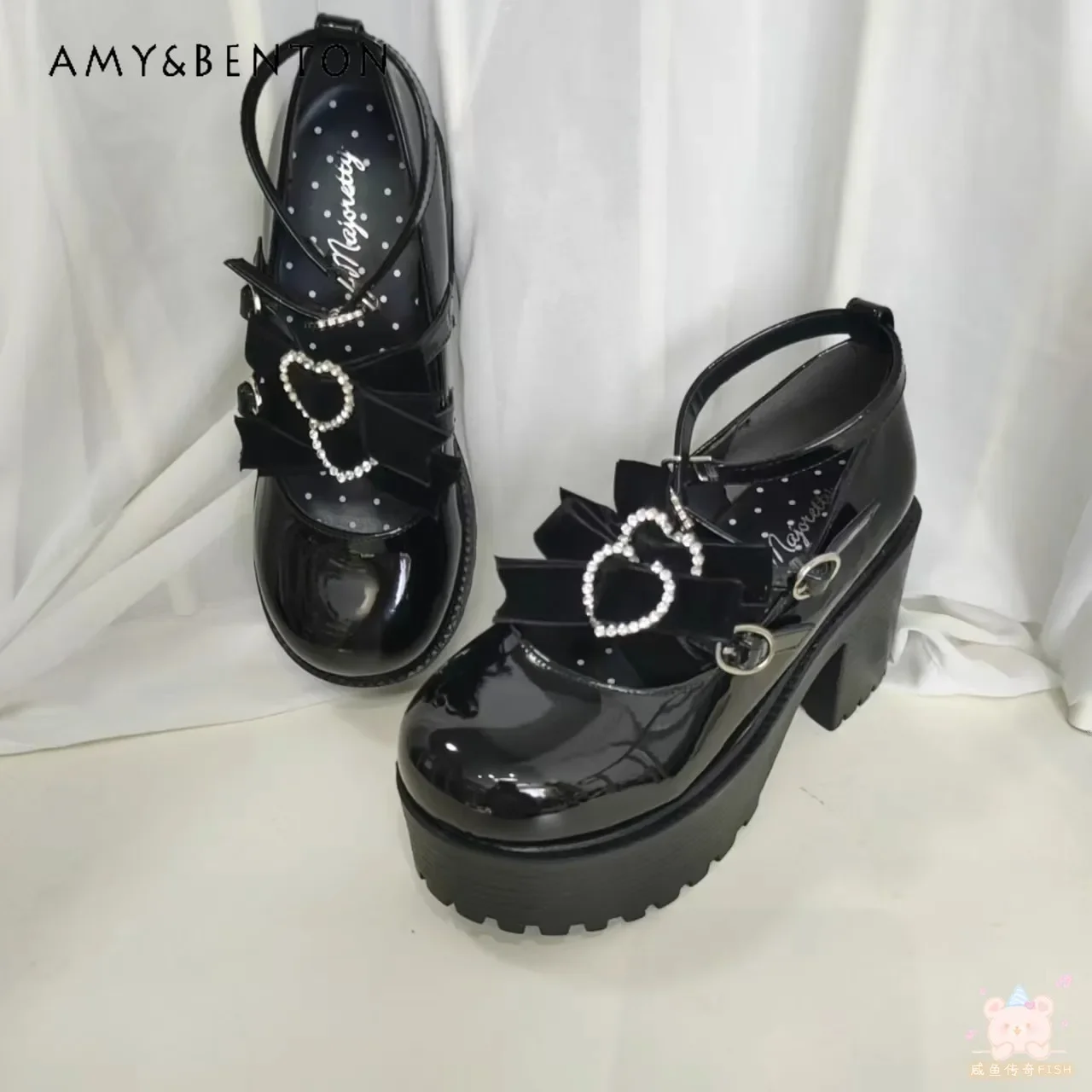 Japanese Mine Mass-produced Lolita High Heels Preppy Style Sweet Cute Bow Platform Shoes Women Versatile Temperament JK Shoes