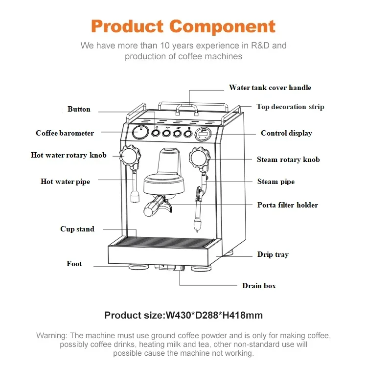 Best Selling Kaffeemaschine Cafetera Instant Barista Tools Smart Espresso Coffee Maker Coffee Machine