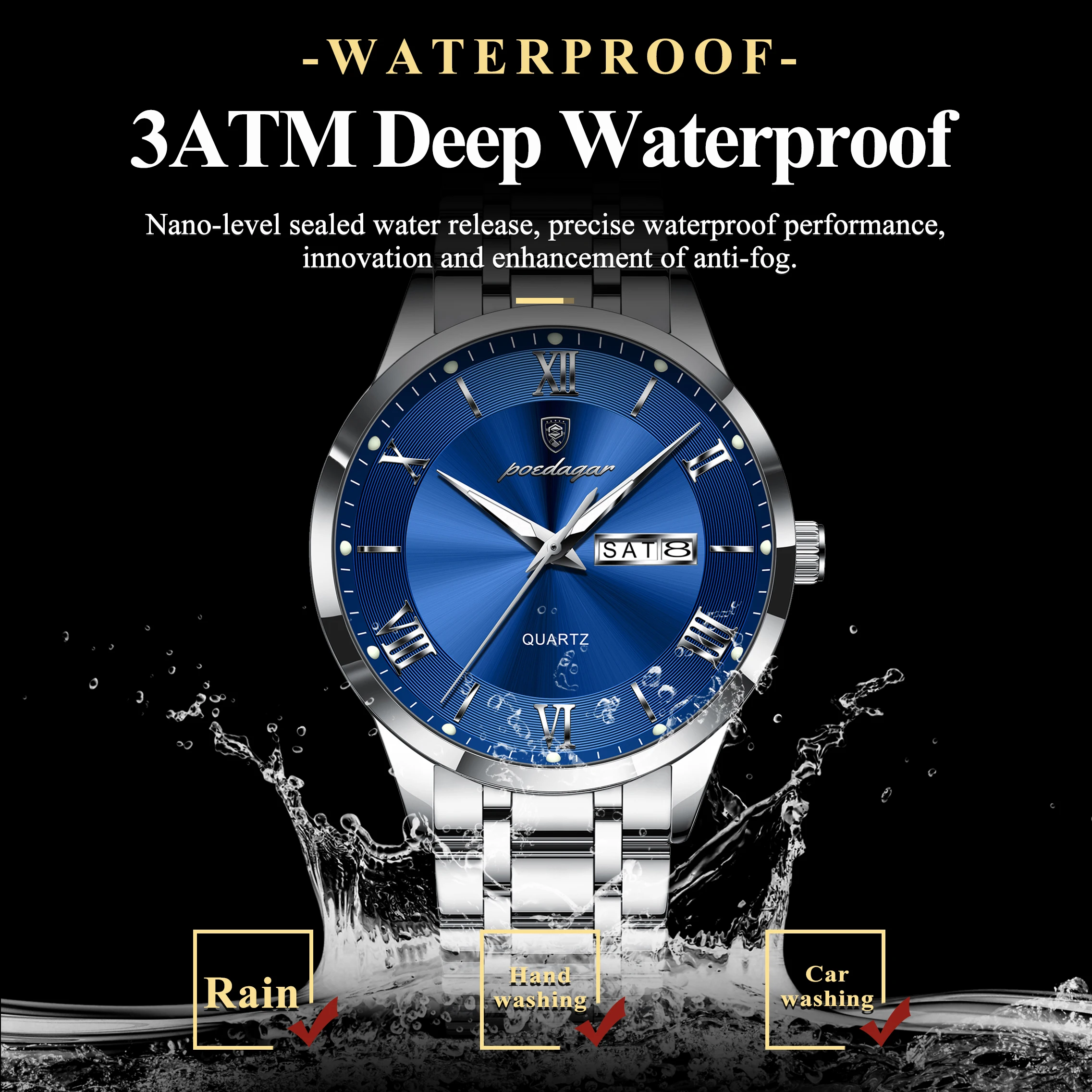 Men's Luxury Waterproof Quartz Watch with Luminous Features