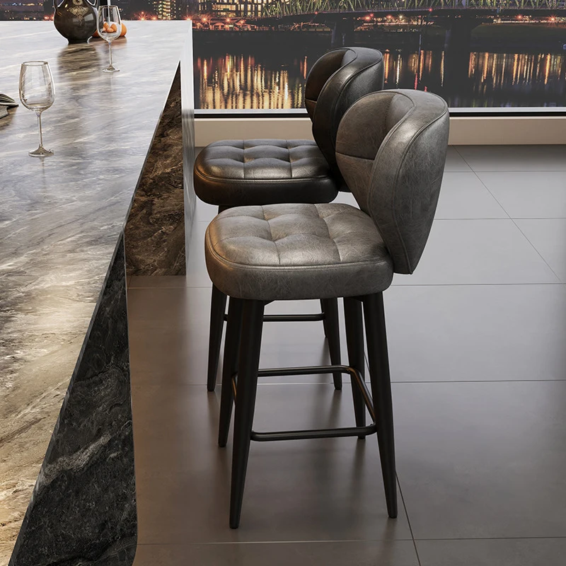 

Luxury -End For Home Use, Iron Art Swivel Bar , Designer Chair With Backrest, Front Desk High Stool