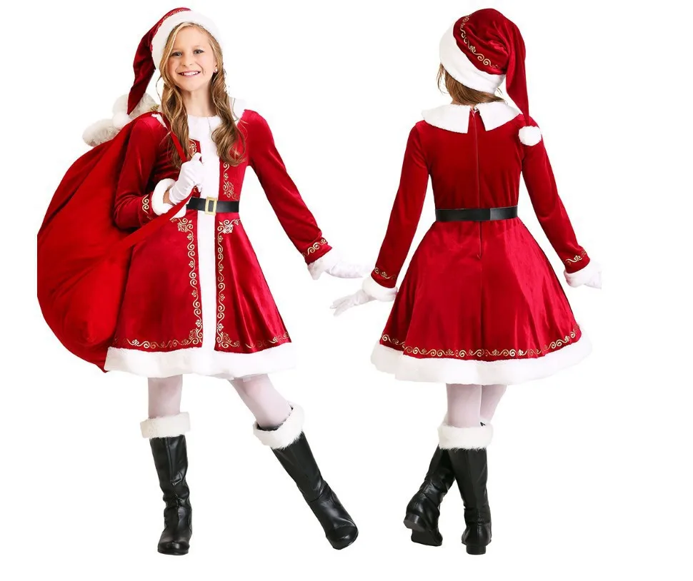 2023 new children's Christmas clothing lovely rough edge princess dress performance clothes