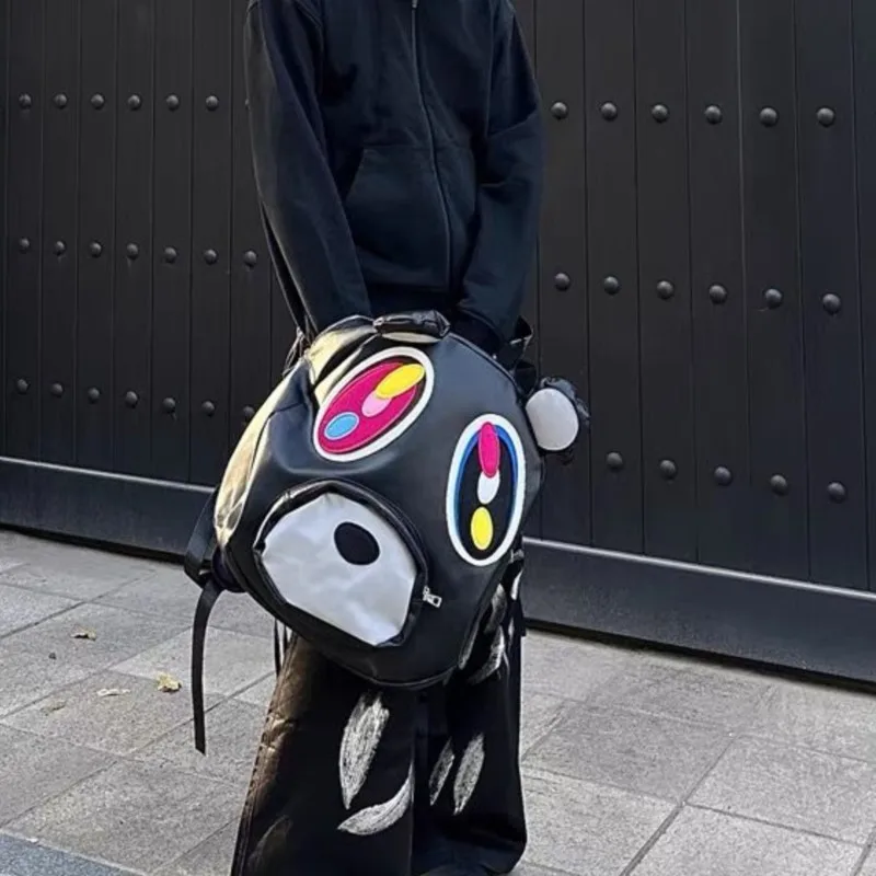 حقيبة ظهر JIAERDI لطيفة ومضحكة على شكل دب أسود للجنسين حقيبة مدرسية ذات سعة كبيرة إبداعية وفريدة من نوعها على الموضة Mochilas Mujer