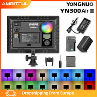 YONGNUO YN300AIR II RGB LED Camera Video Light,Optional Battery with Charger Kit Photography Light + AC adapter