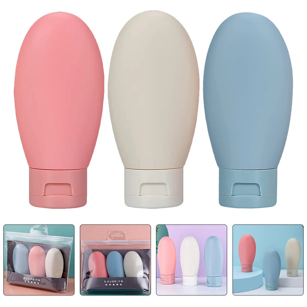 Bouteille de toilette portable en silicone pour shampooings, accessoire de maquillage pour tous les jours, 3 pièces