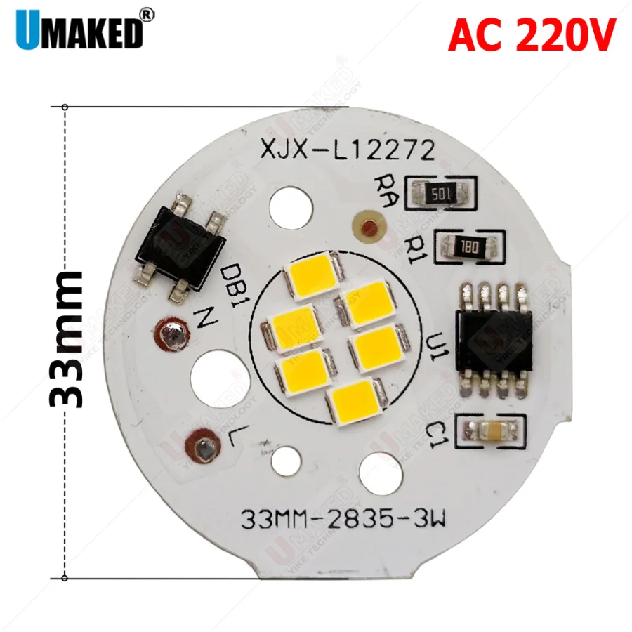 10 pz AC220V LED 5 W 33mm 2835 SMD Piastra Della Lampada Non Need\'t Driver Collegare La Sorgente Luminosa Bianco/Bianco Caldo pannello lampada