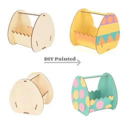 Easter Egg Storage Basket Bunny DIY Painted Wooden Craft Handmade Happy Easter Holder Shelves Party Decoration Kitchen Supplies