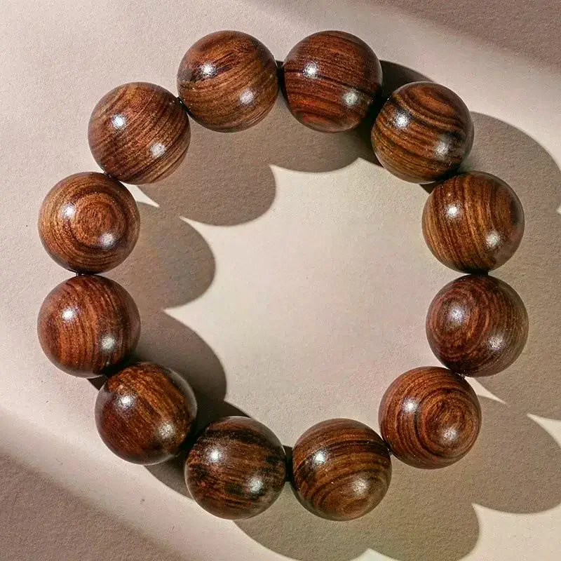 Natural Huanghuali Wood Beaded Bracelet 1Pcs Black Smooth Polish Eco-friendly Material for Daily Wear Casual Wrist Jewelry