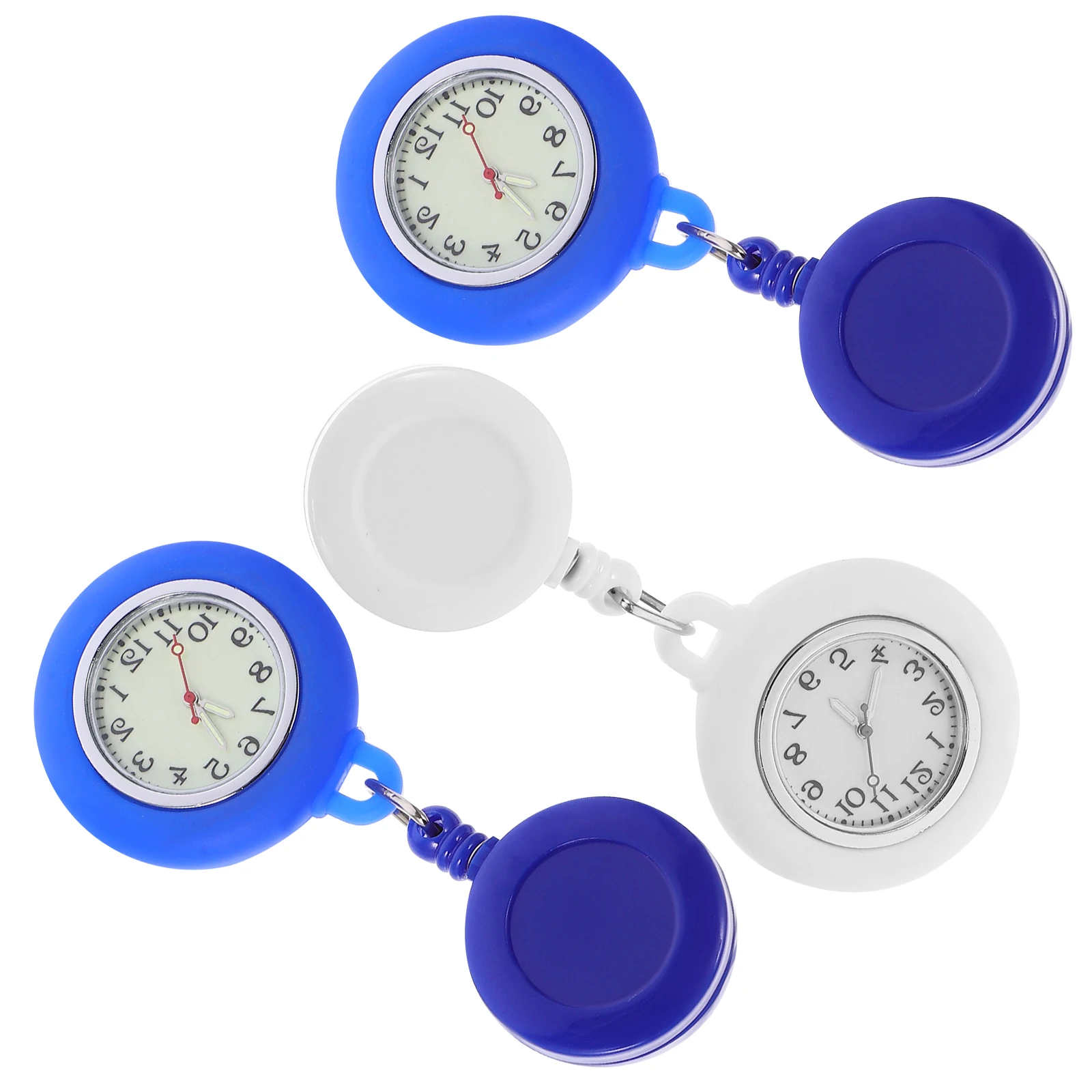 3pcs Portable Silicone Nurse Watch For Doctors Unisex Pocket Watch Stretchable Round Quartz Timepiece Adjustable Chain Gift Set