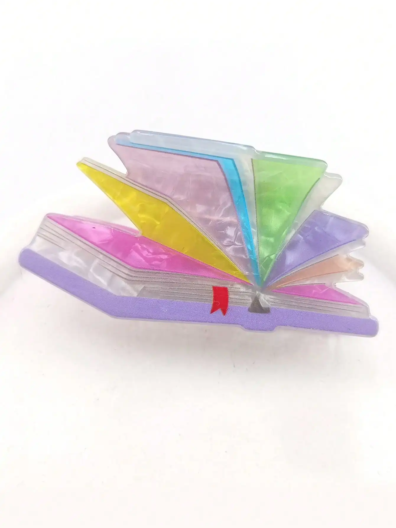 Pinza para el pelo mediana con libro de dibujos animados de colores falsos para mujer, 1 unidad, para peinados pequeños y semi-up