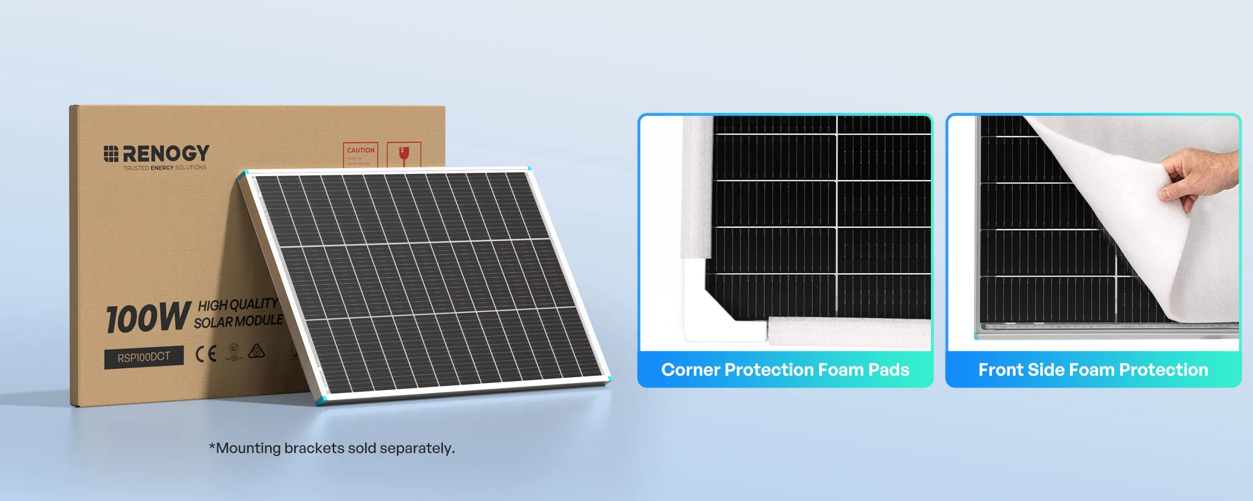 Renogy 100W Bifacial Solar Panel N-Type 16BB 25% High Efficiency Double-Sided PV Module for RV Camper Van Marine Boat Off-Grid Battery Charging