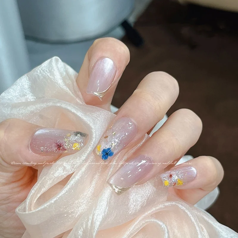 1 상자 네일 아트 말린 꽃 장식 여러 가지 빛깔의 손톱 반짝이 가루 울트라 얇은 무지개 빛나는 브로케이드 파우더 매니큐어 액세서리