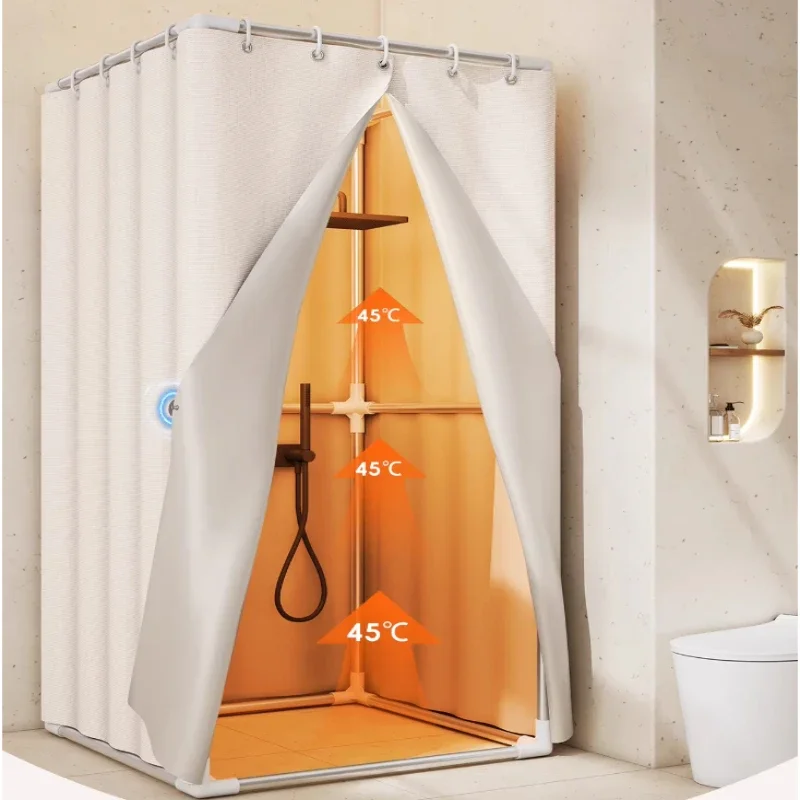 Rectangular Winter Bath Canopy Thickened Insulated Shower Enclosure with Frame Cold Proof Bathing Tent Bathroom Shower Solution