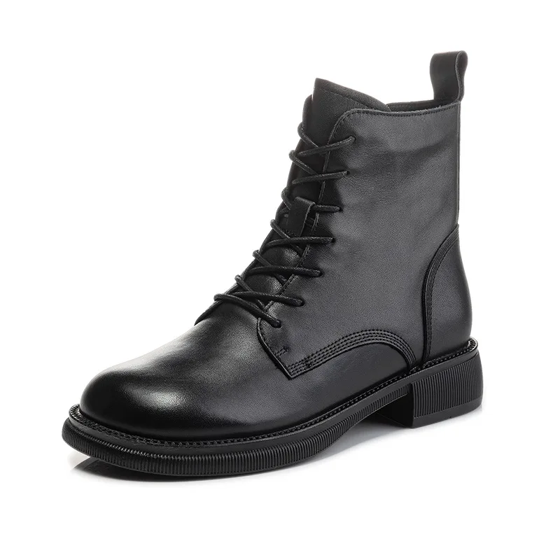 

Women Boots Genuine Leather Platform Boots Motorcycle Shoes Front Zipper Optical Soles Fashion Sexy Punk Luxury Ankle Boots