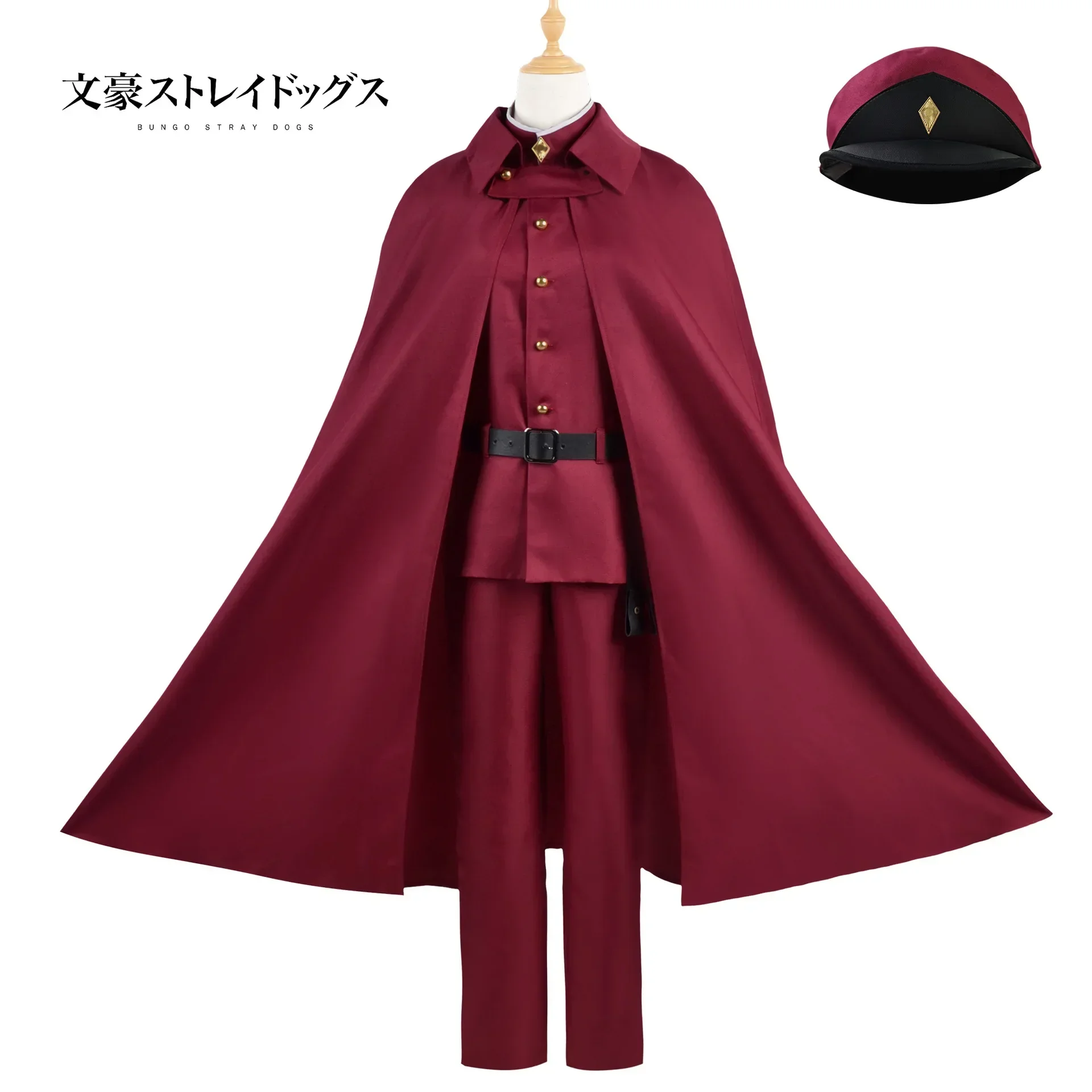 

Suehiro Tetcho Cosplay Bungo Stray Dogs Costume Man and Woman Trench Coat Black Uniform Suits Unisex Wig Accessories