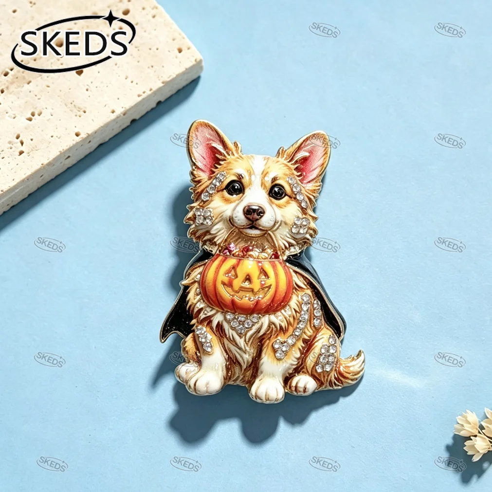 SKEDS Halloween-Broschen Totenkopf Geist Hexe Kürbis Anstecknadel Kristall-Strass Damen Anzug Kleidung Deko Feiertagsschmuck Geschenk – Detail 4