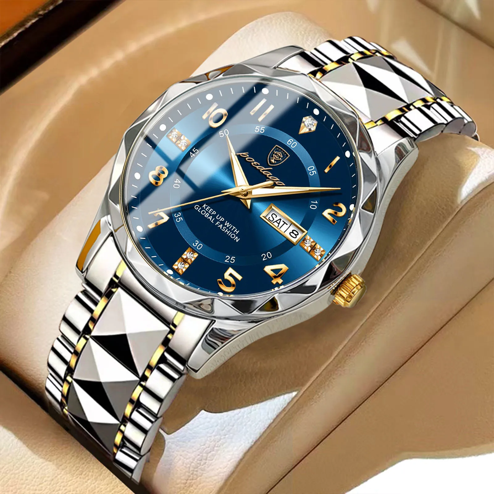 POEDAGAR Luxury Fashion Men Quartz Watch Waterproof Date Week Luminous Wristwatch Stainless Steel Men's Watches Sport Male Reloj