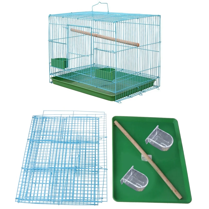 Y1UB Wire Rectangular Small Cage for Small Birds and Canaries Rekord Equipped with Bird Standing and 2 Semicircular