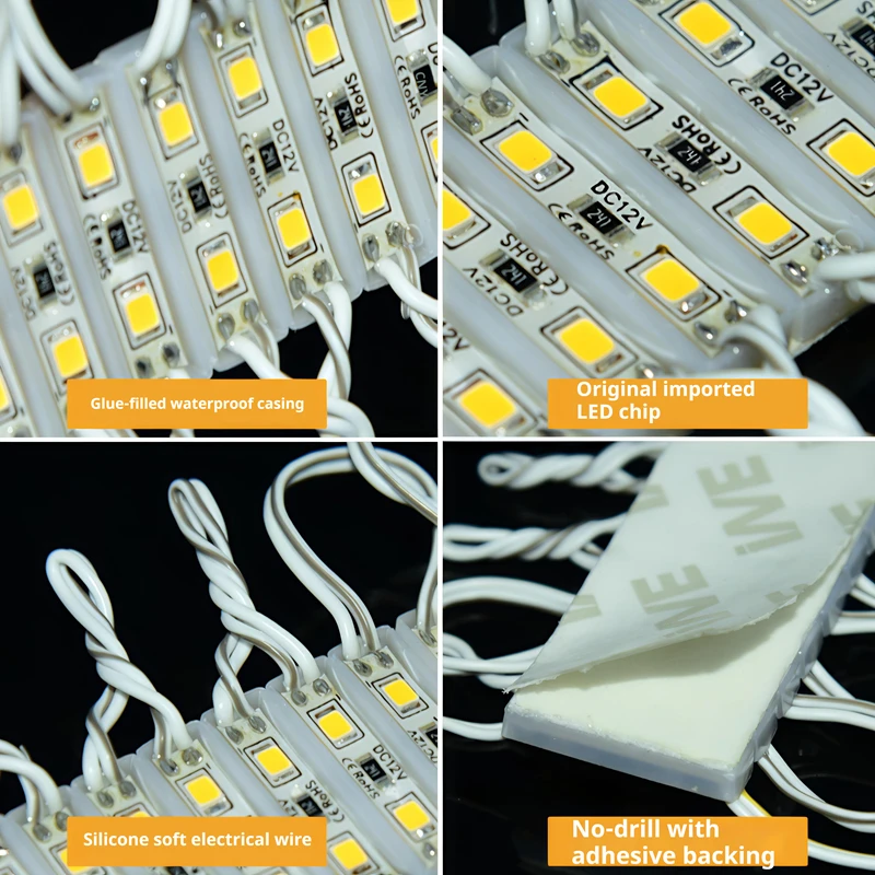 20pcs mini 2835 led module DC12V 26*7mm 0.6W 2led  module light Outdoor waterproof module  Advertising Light Sign Backlight