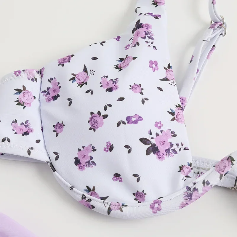 Roxo floral impressão roupa de banho sexy push up biquinis define sexy maiô feminino alta corte maiô vermelho biquíni 2025 mujer biquinis