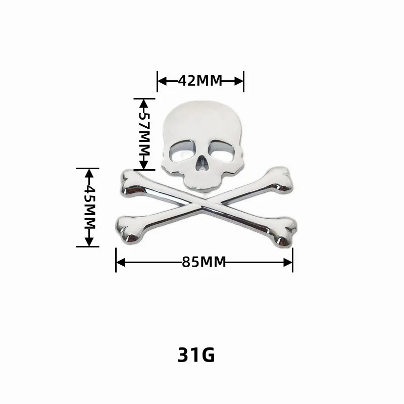 3D Metal Skull Crossbone Car Sticker Personality Skeleton Emblem Badge Decal For Auto Motorcycle Body Rear Window Decoration