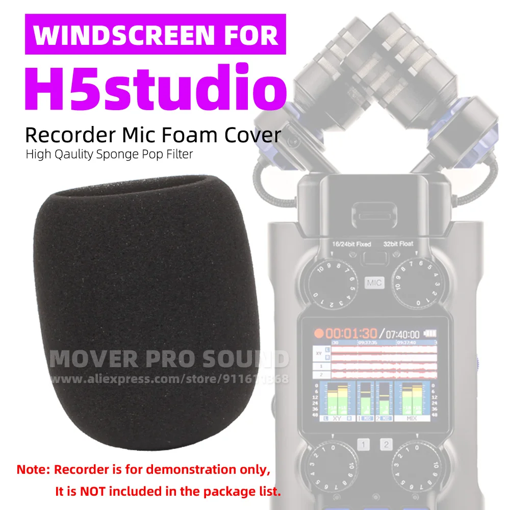 SnapVox Compatible con ZOOM H5 STUDIO espuma escudo parabrisas grabadora H5Studio H5S filtro Pop micrófono esponja cubierta a prueba de viento