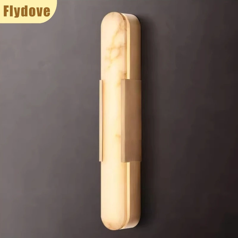 

Natural Marble LED Brass Wall Light Luxury Living Room Bedroom Bedside Porch Background Wall Indoor Lighting Decoration Lamp