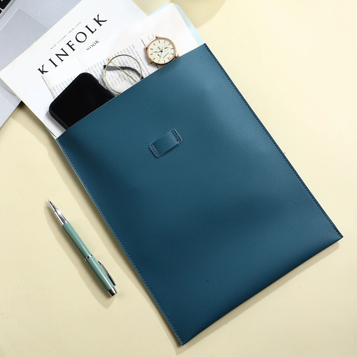 A4 Cortex Vertical Thick Leather Document Bag,Folder, Storage Bag Back To School Bag,For Contract/Invoice Storage Storage tablet