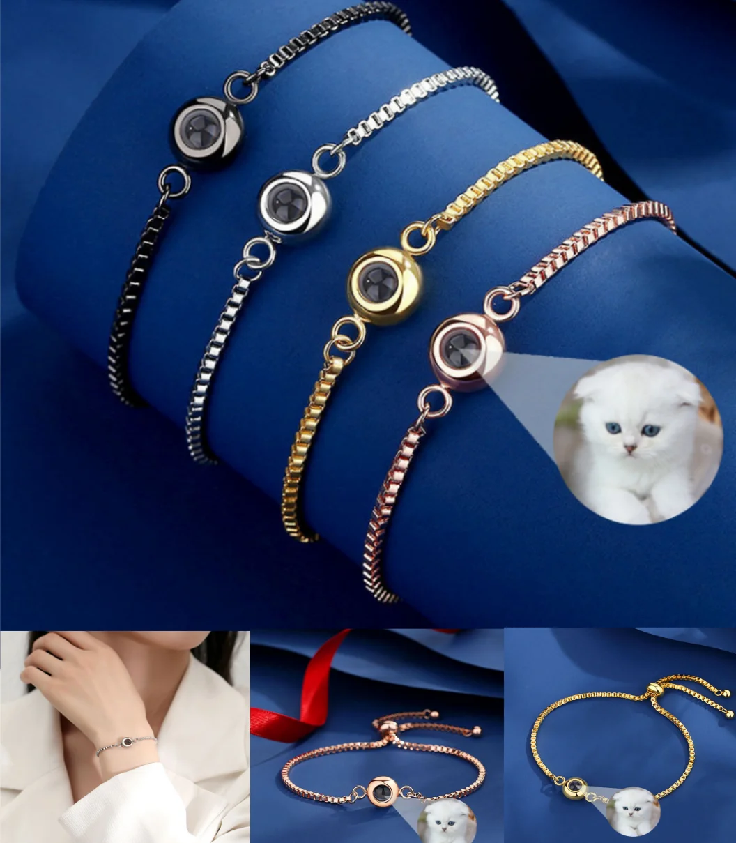 Micro-Engraved Nano-Color Projection Bracelet Customized Personalized Photo Round Bracelet Suitable For Female/Male/Couple Gifts