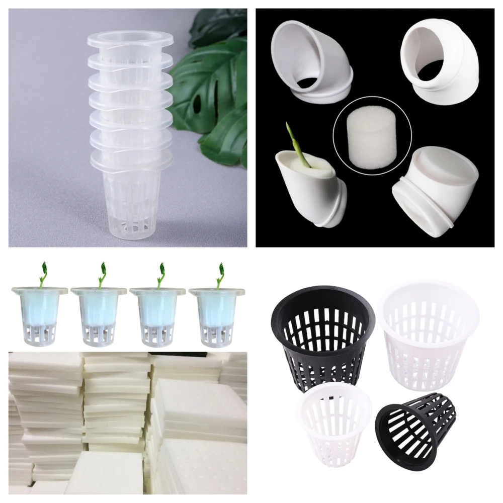 19 Types Hydroponic Soilless Mesh Net Basket Plant Grow Nursery Cup and Sponge for Garden Greenhouse Planting Growing