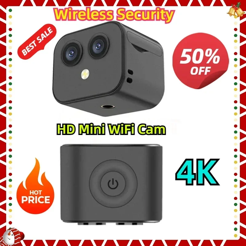 

HD Mini WiFi Cam 4K Smart Home Wireless Security Surveillance Dual Webcam Micro IP Camcorders Night Vision Sports Monitor Magnet